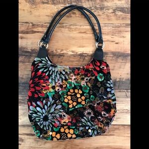 Talbots Velour Floral Boho Bag